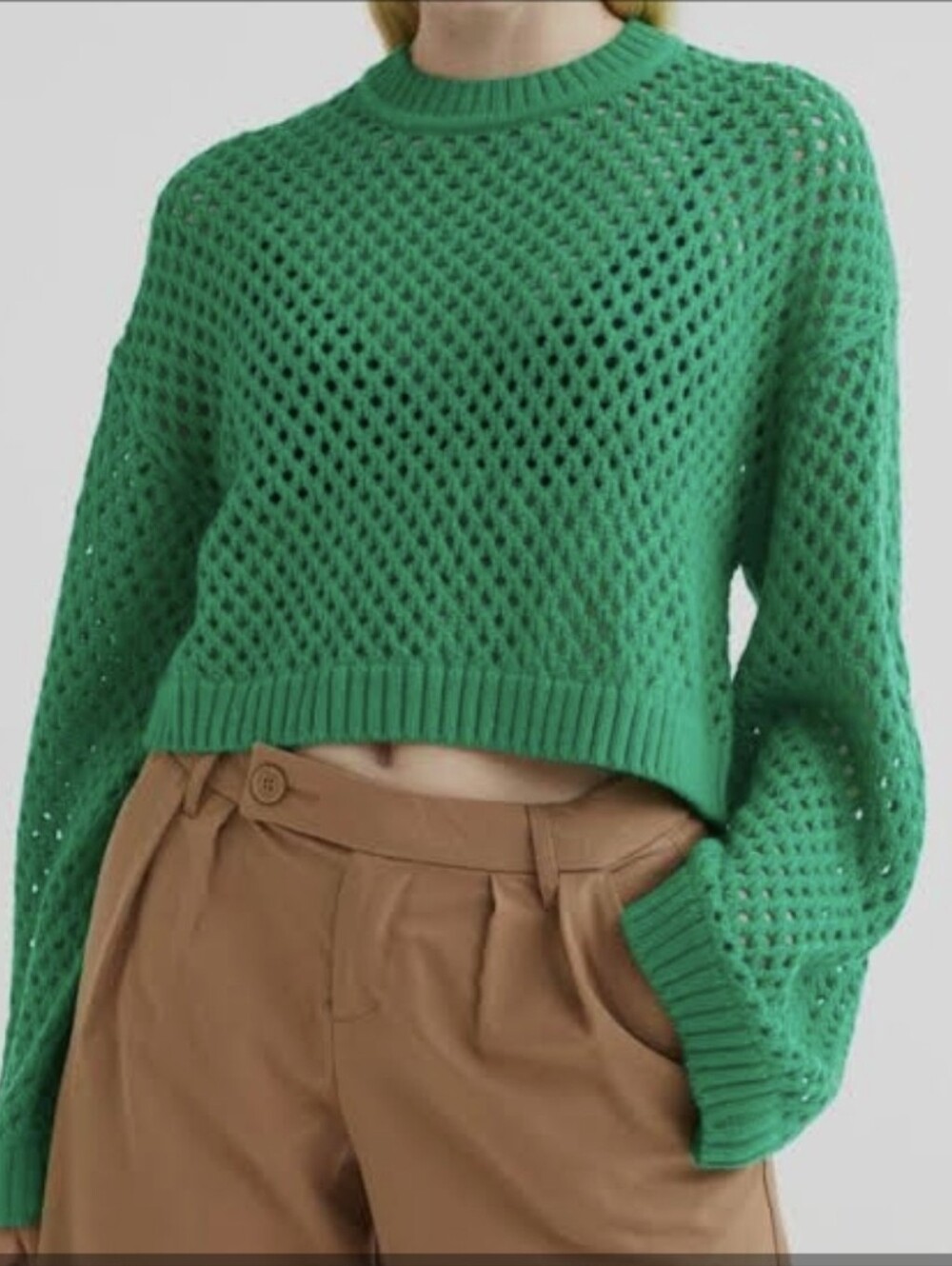 🧶 H&M Vibrant Green Open-Knit Sweater